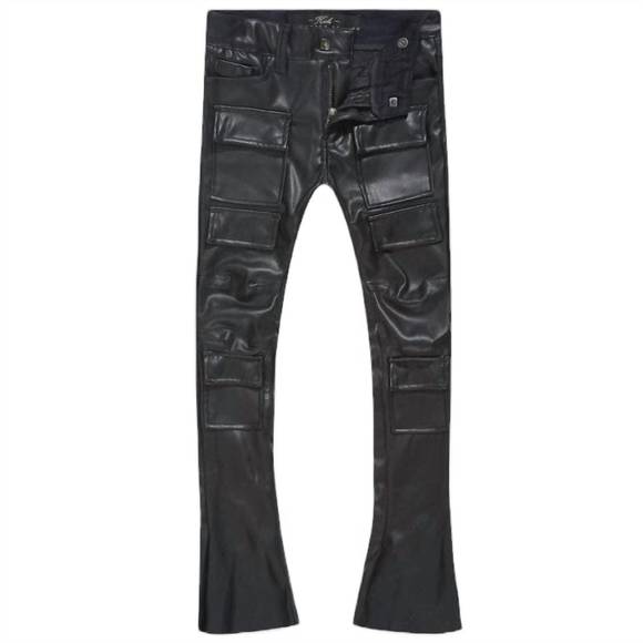 NEW JORDAN CRAIG ross stacked thriller cargo pants in black